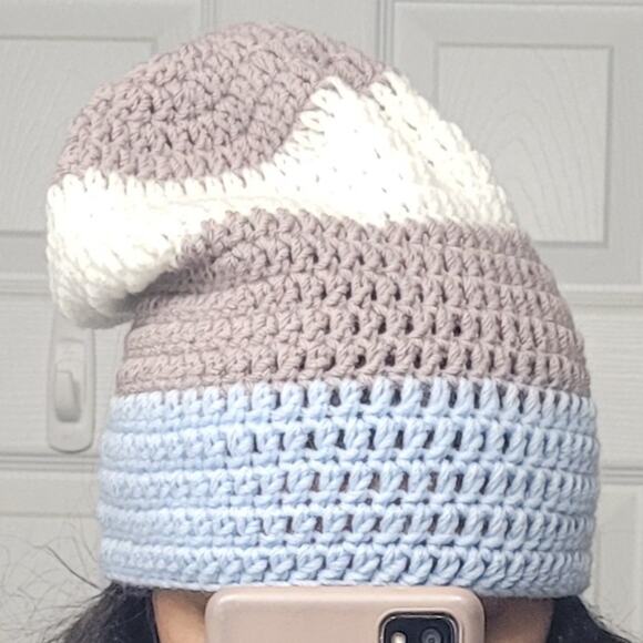 Handmade Crochet Y2k Streetwear Striped Slouchy Beanie - Picture 1 of 1
